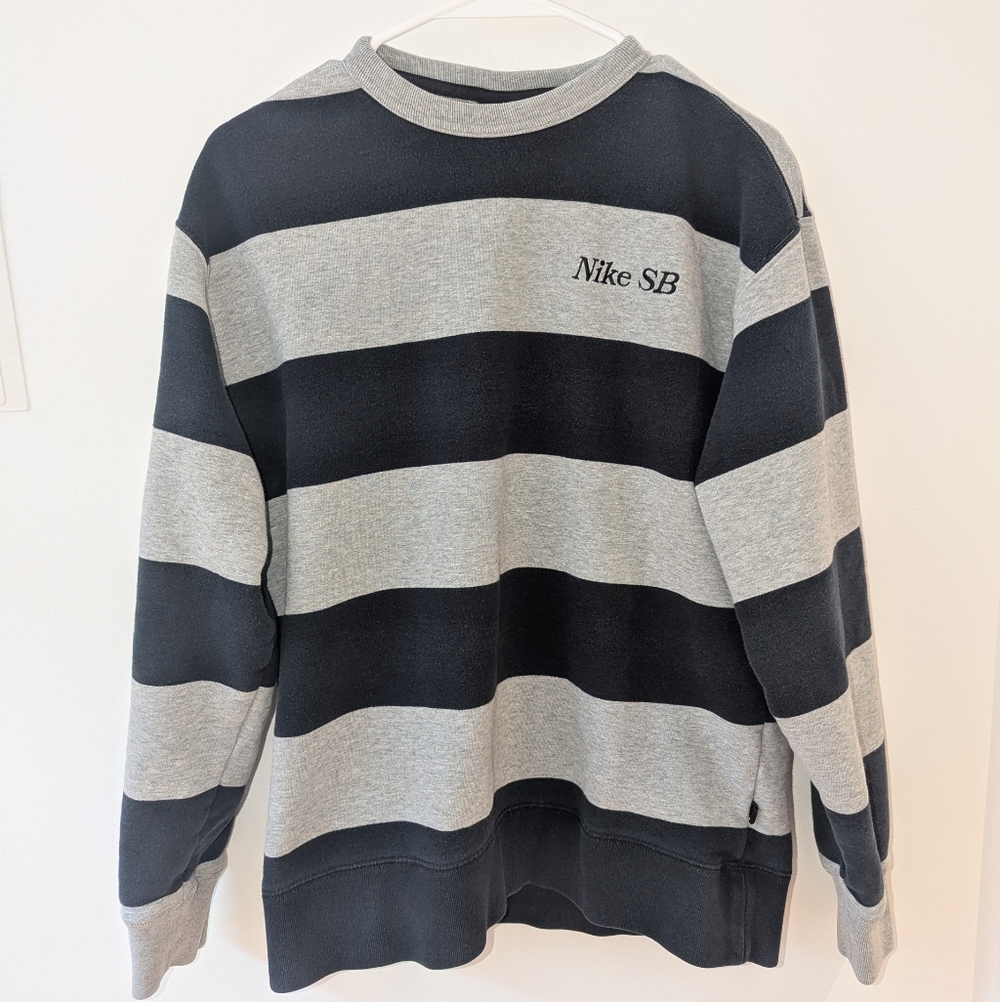 Nike SB Black and Gray Striped Crewneck Sweatshirt